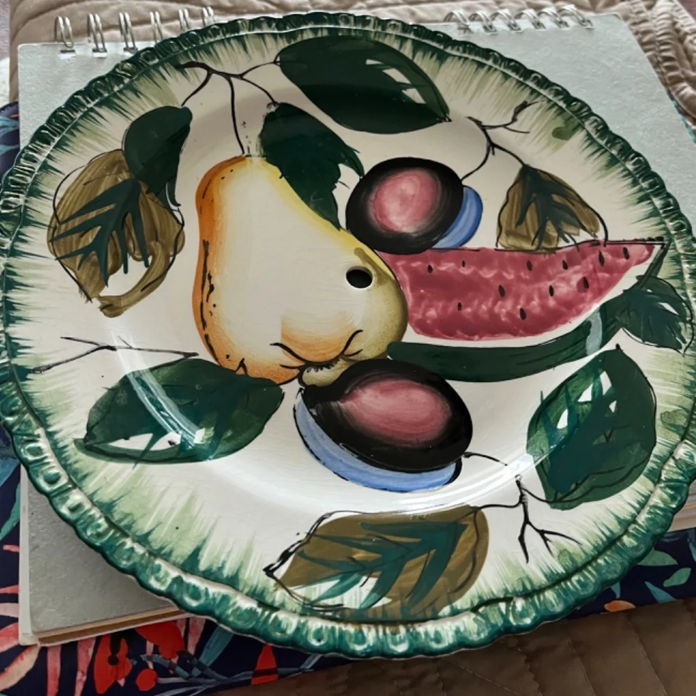 ANTIQUE CERAMIC 2 PIECE HANDMADE SERVING DISH FROM THE 1970’S - Picture 3 of 13